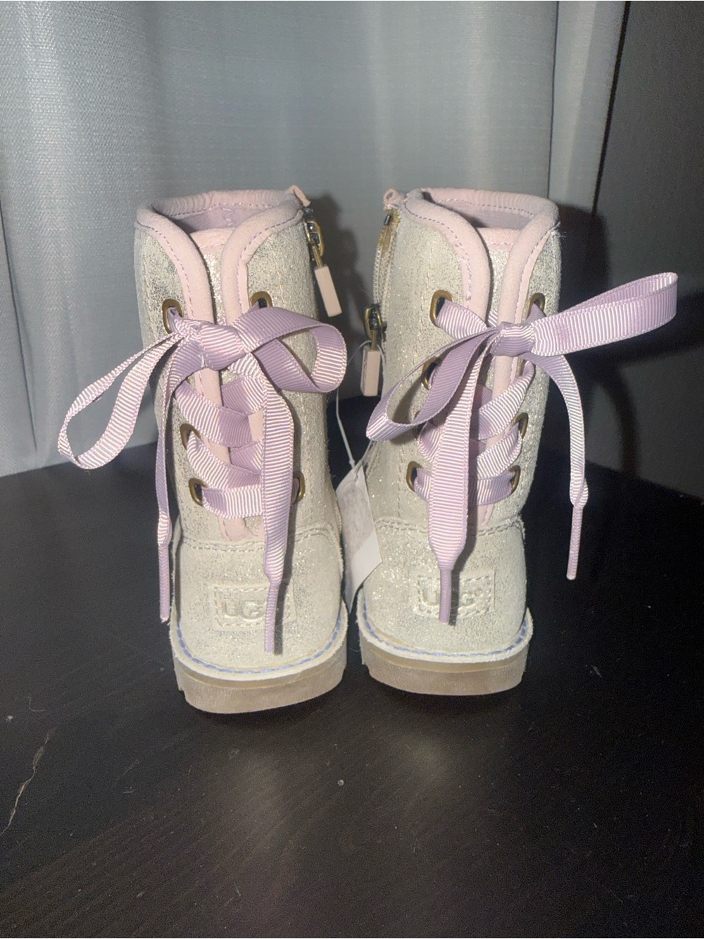 UGG toddler Girls Glitter Lace-Up Pink Accent Boots